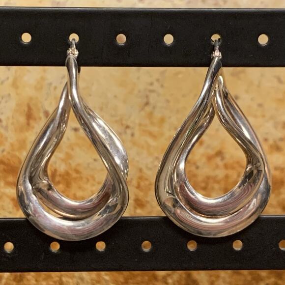 Milor 950 Silver Twisted Hoop Style Earring Made in Italy - Picture 1 of 8